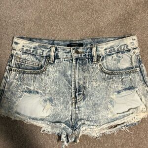 Bedazzled denim shorts